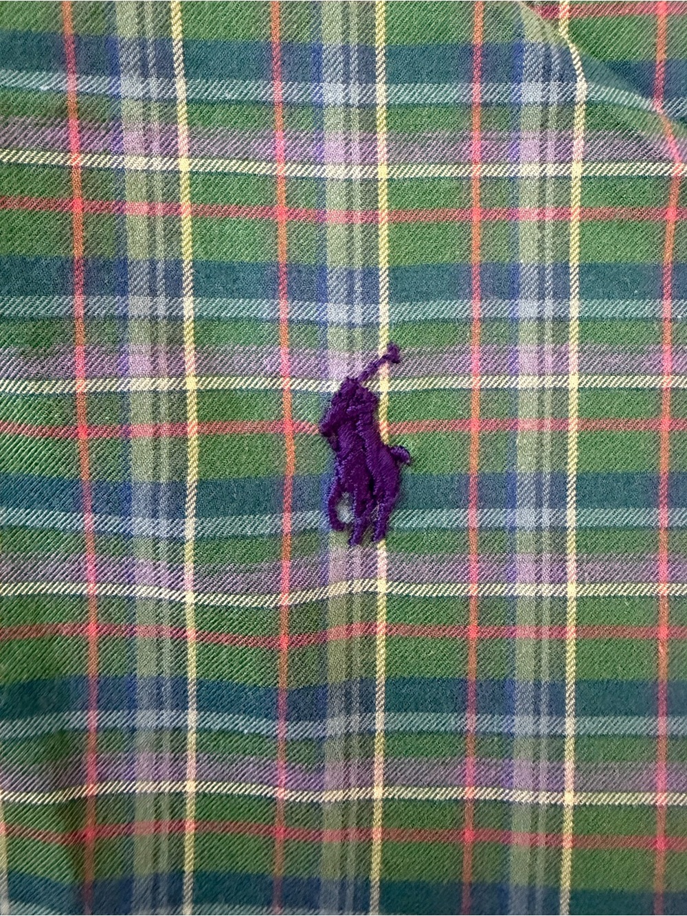 RALPH LAUREN L Purple & Green Plaid Button-Down Men's Shirt - Picture 9 of 11